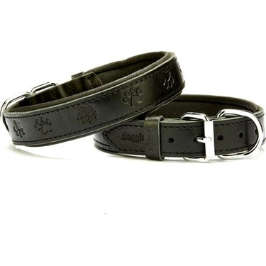 Doggie Pati Desenli Deri Köpek Boyun Tasması 2,5x34-40 cm Siyah - SBT-2536S-SYH