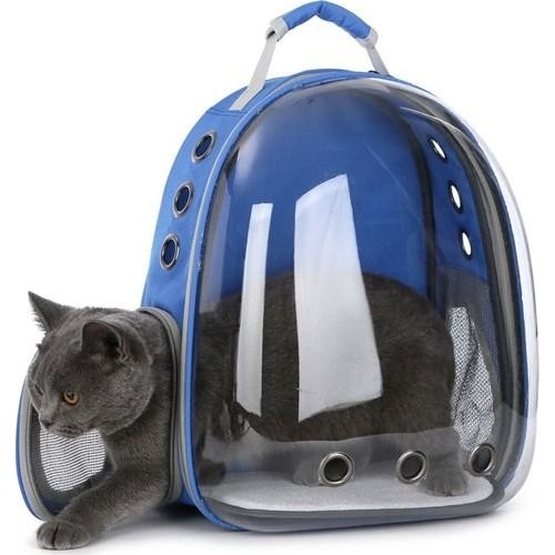 Markapet Astronot Şeffaf Taşıma Sırt Çantası Mavi 45 x 22 x 33 cm - KNY-ASTRNTDZ-MV