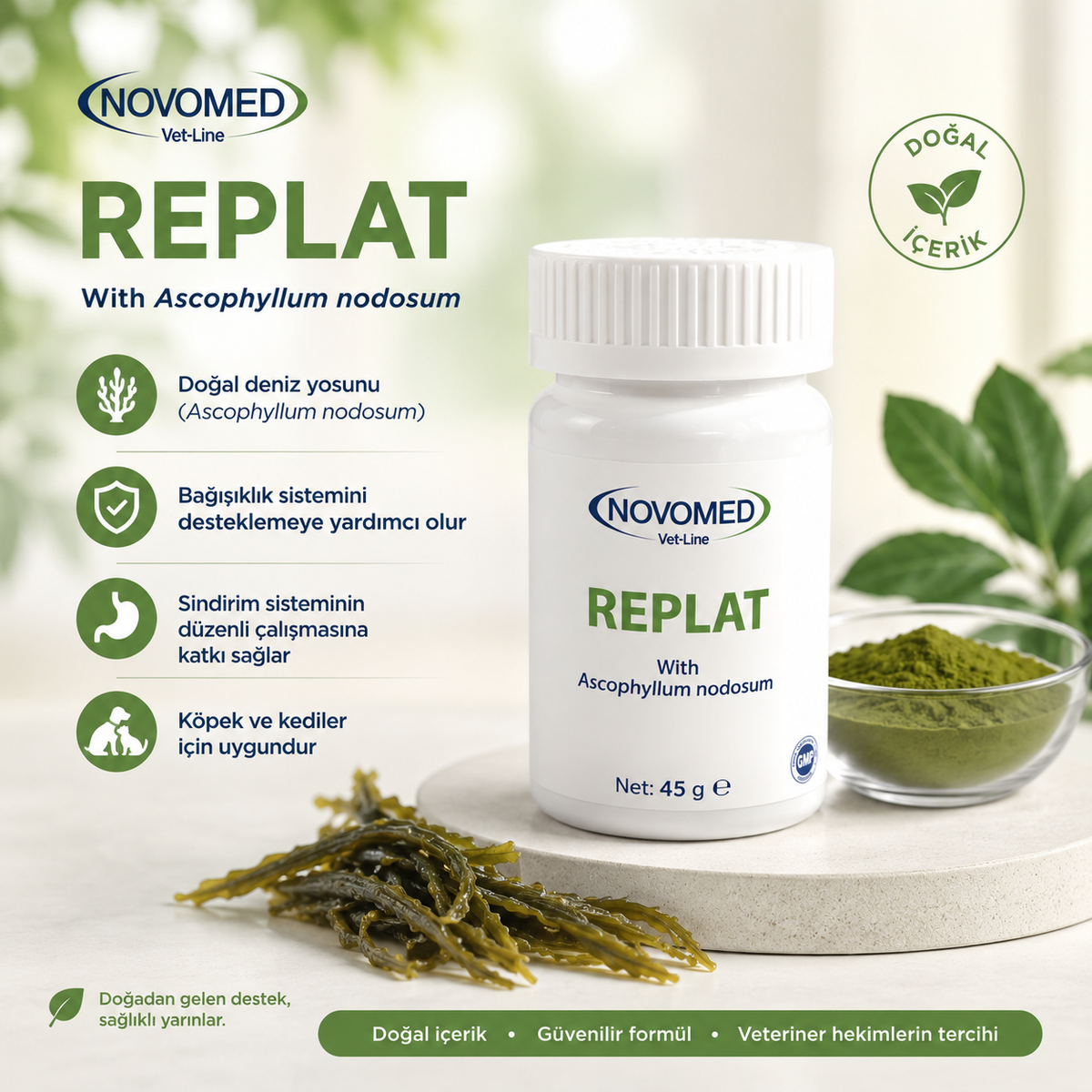 Novomed Replat Powder 45 Gr Kedi ve Köpek Ağız & Diş Bakım Tozu - 13538