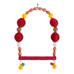 Markapet Tünekli Bordo Kadife Boncuklu Kuş Salıncağı 10-16 cm - SF-BL-1032