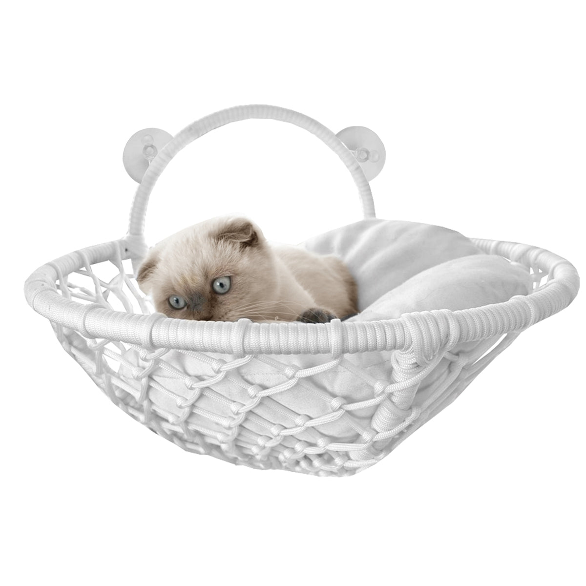 Karamel Pet Vantuzlu Oval Kedi Hamağı Kedi Yatağı 17*46 cm Beyaz - KV-VTHMK-BYZ
