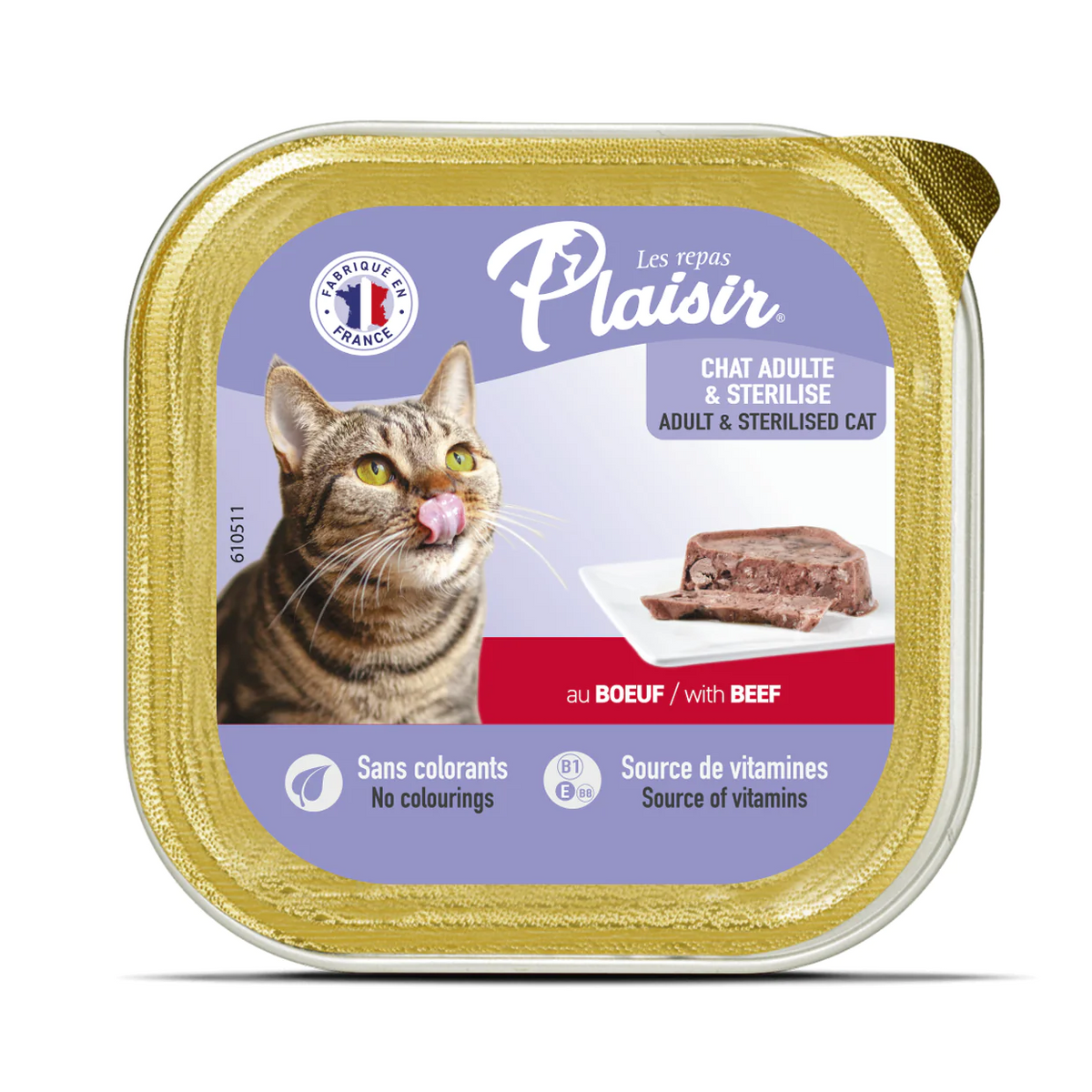 Plaisir Biftek (Sığır) Etli Pate Kısırlaştırılmış ve Yetişkin Kedi Yaş Maması 100 Gr - E-003