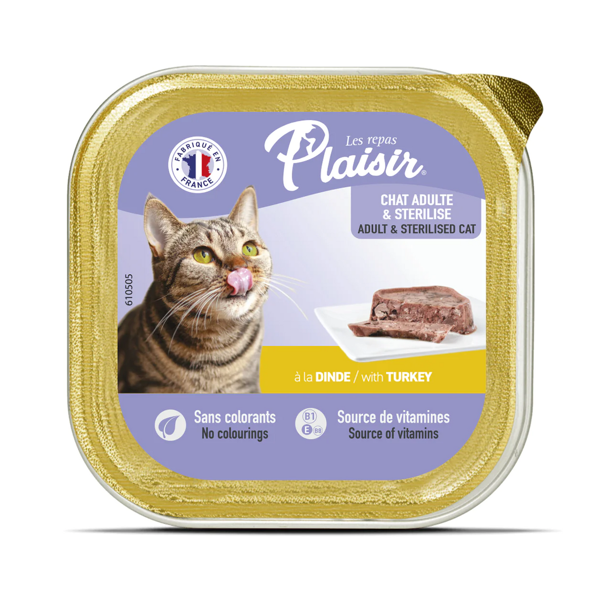 Plaisir Hindi Etli Pate Kısırlaştırılmış ve Yetişkin Kedi Yaş Maması 100 Gr - E-009