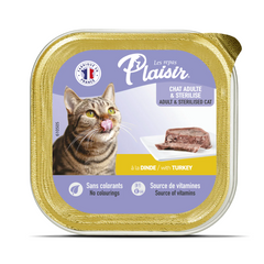 Plaisir Hindi Etli Pate Kısırlaştırılmış ve Yetişkin Kedi Yaş Maması 100 Gr - E-009