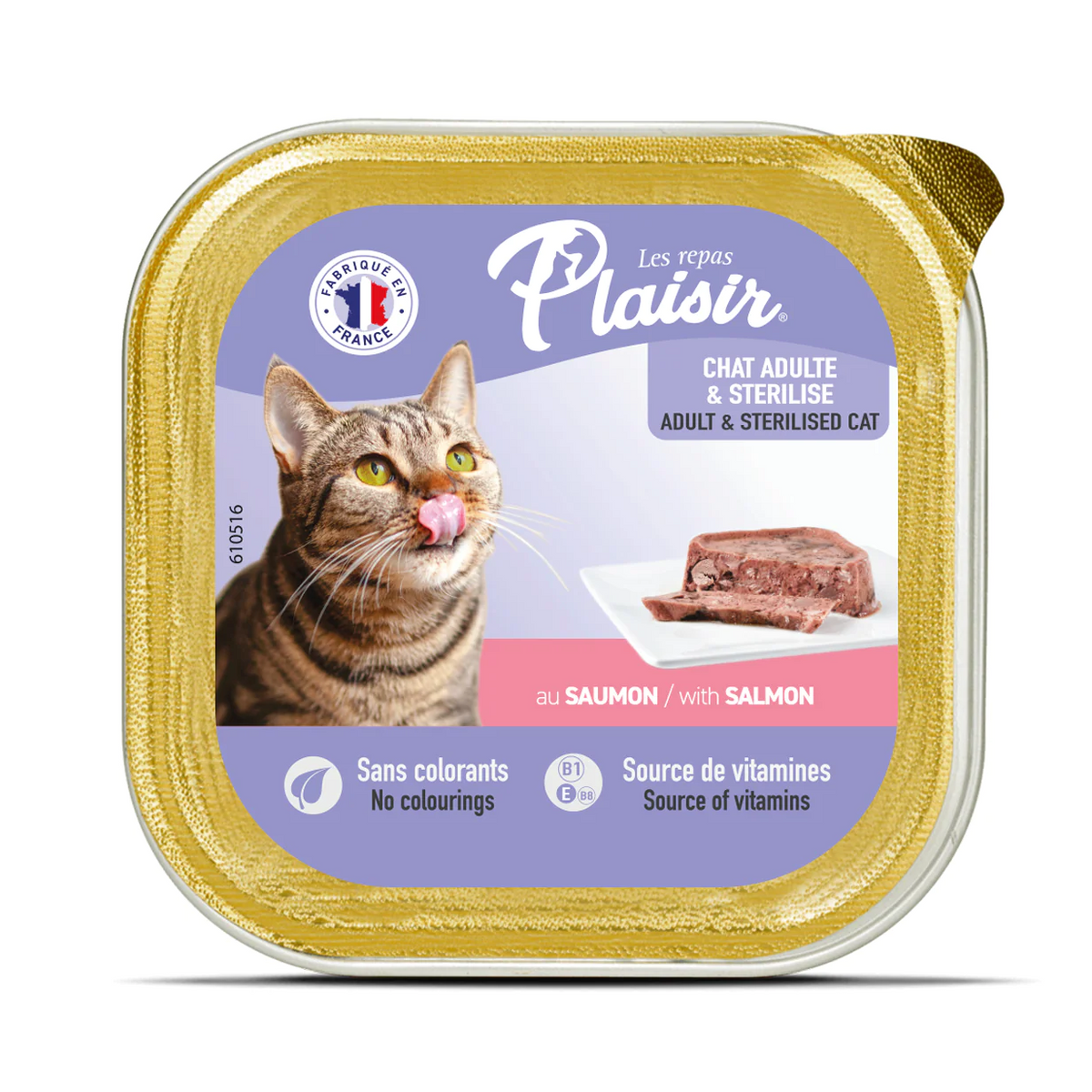Plaisir Somon Balıklı Pate Kısırlaştırılmış ve Yetişkin Kedi Yaş Maması 100 Gr - E-001