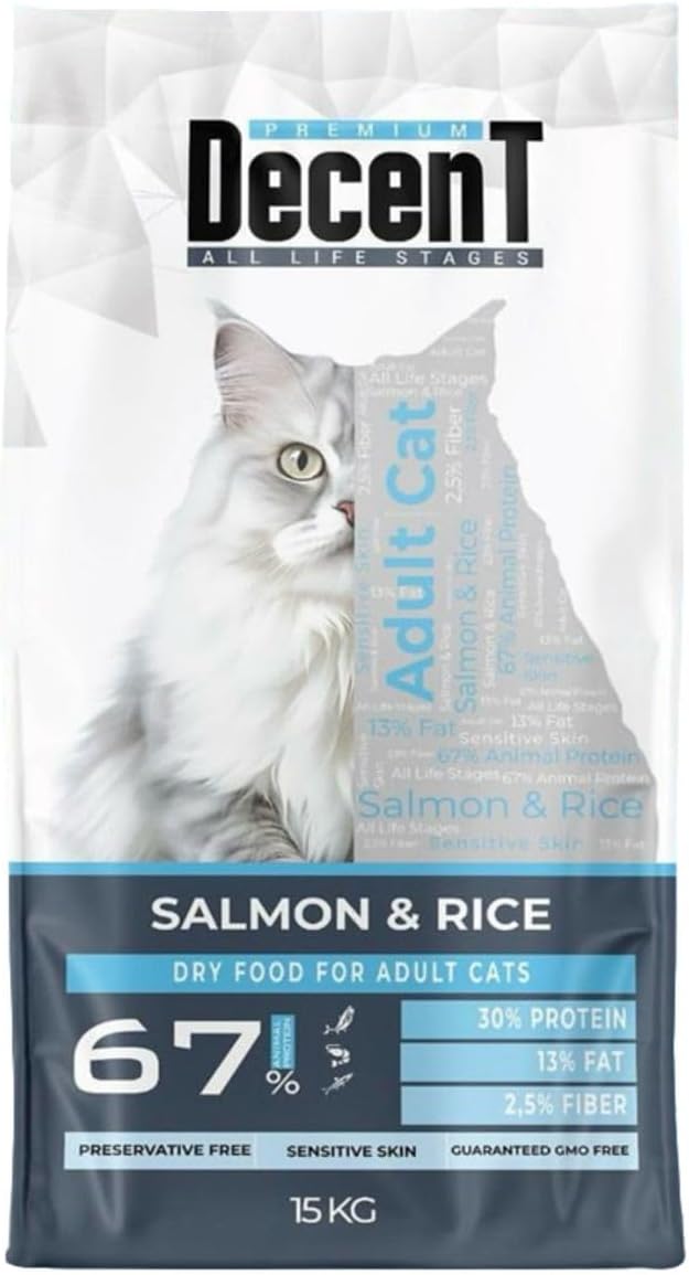 Decent Premium Somon Balıklı Kedi Maması 15 kg - DC7820-KDSMNBLK