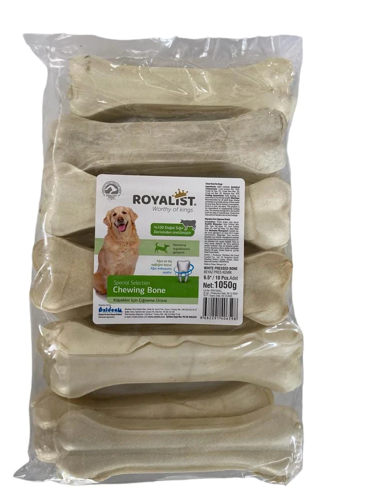 Royalist Beyaz Press Köpek Çiğneme Kemik 6,5'' (17 Cm) 10 Adet XL 1050 gr - 12707-2