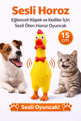 Sesli Horoz Eğlenceli Köpek ve Kediler İçin Sesli Öten Horoz Oyuncak 15 cm - KP-OTNHRZ-15CM