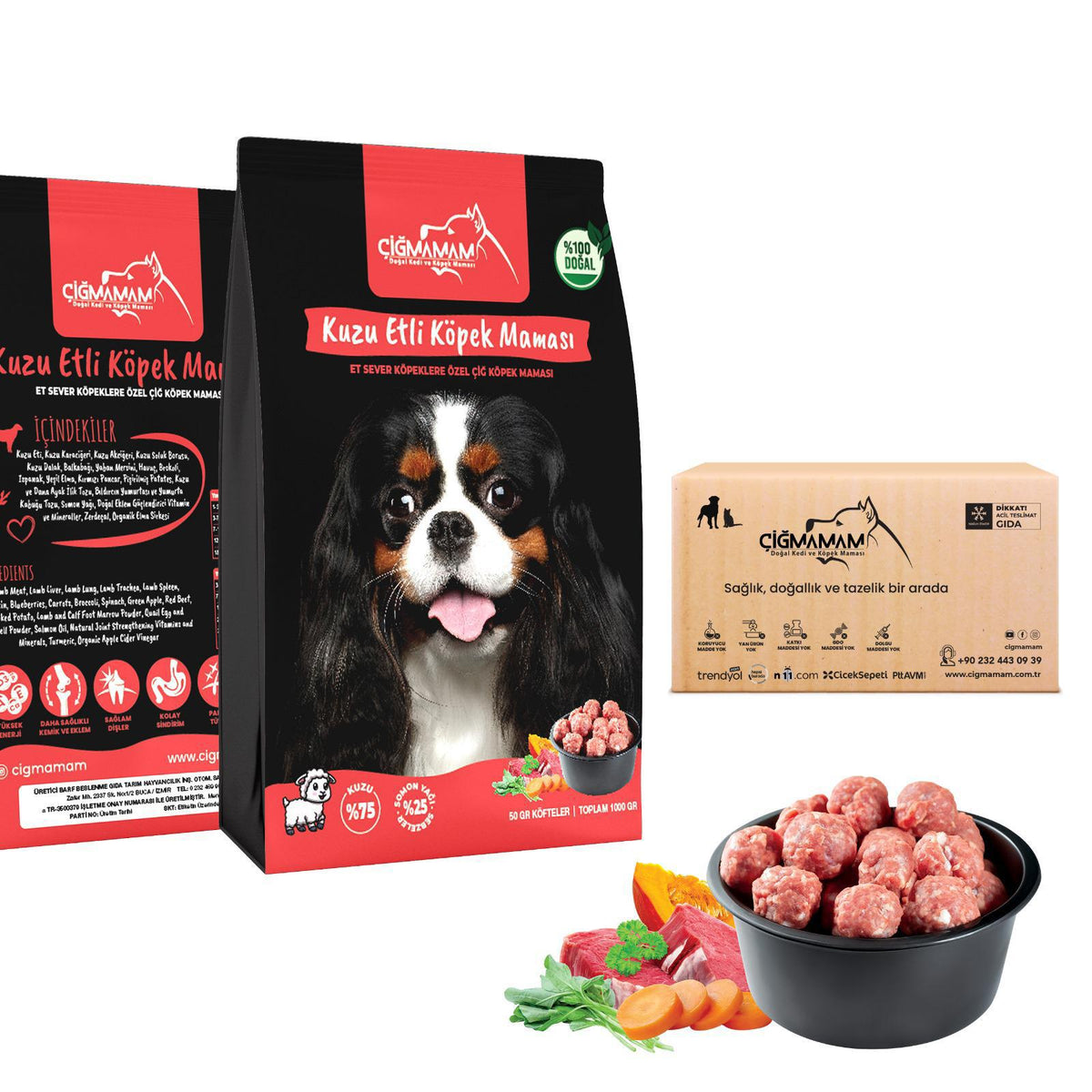 Çiğ Mamam Köpek İçin Kuzulu Köfte 2 kg