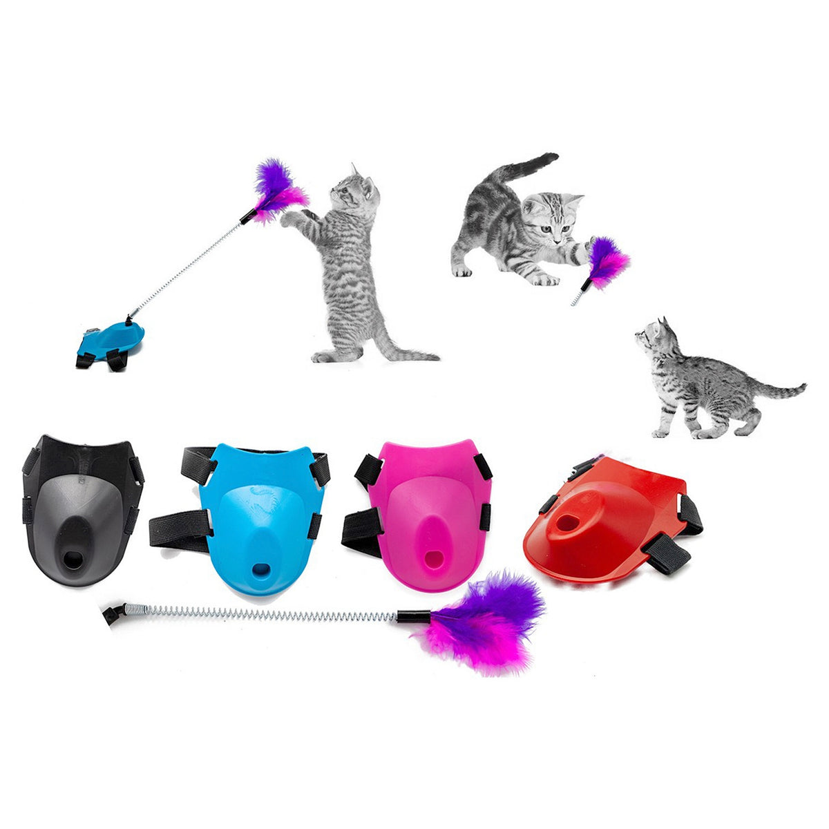 Markapet Tüylü Yaylı Kedi Ayak Oltası Kedi Oyuncağı 9 cm-35 cm Pembe - SF-AYKOLTS-PMB