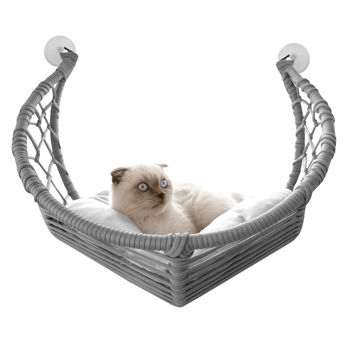 Karamel Pet Vantuzlu Gondol Kedi Hamağı Kedi Yatağı 40*45 cm Gri - KV-VTGNDL-GR
