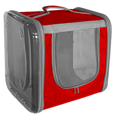 Markapet Çift Cam Kedi Köpek Taşıma Çantası 32x40x42 cm Kırmızı - SF-CFTCM-KRMZ