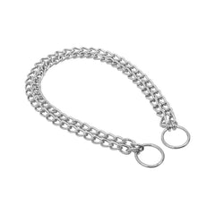 Doggie Eğitim Serisi Çift Sıra Boğma Zincirli Köpek Boyun Tasması - 2,5x45-55cm Chrome - GBDZT60CHROMEPLATED