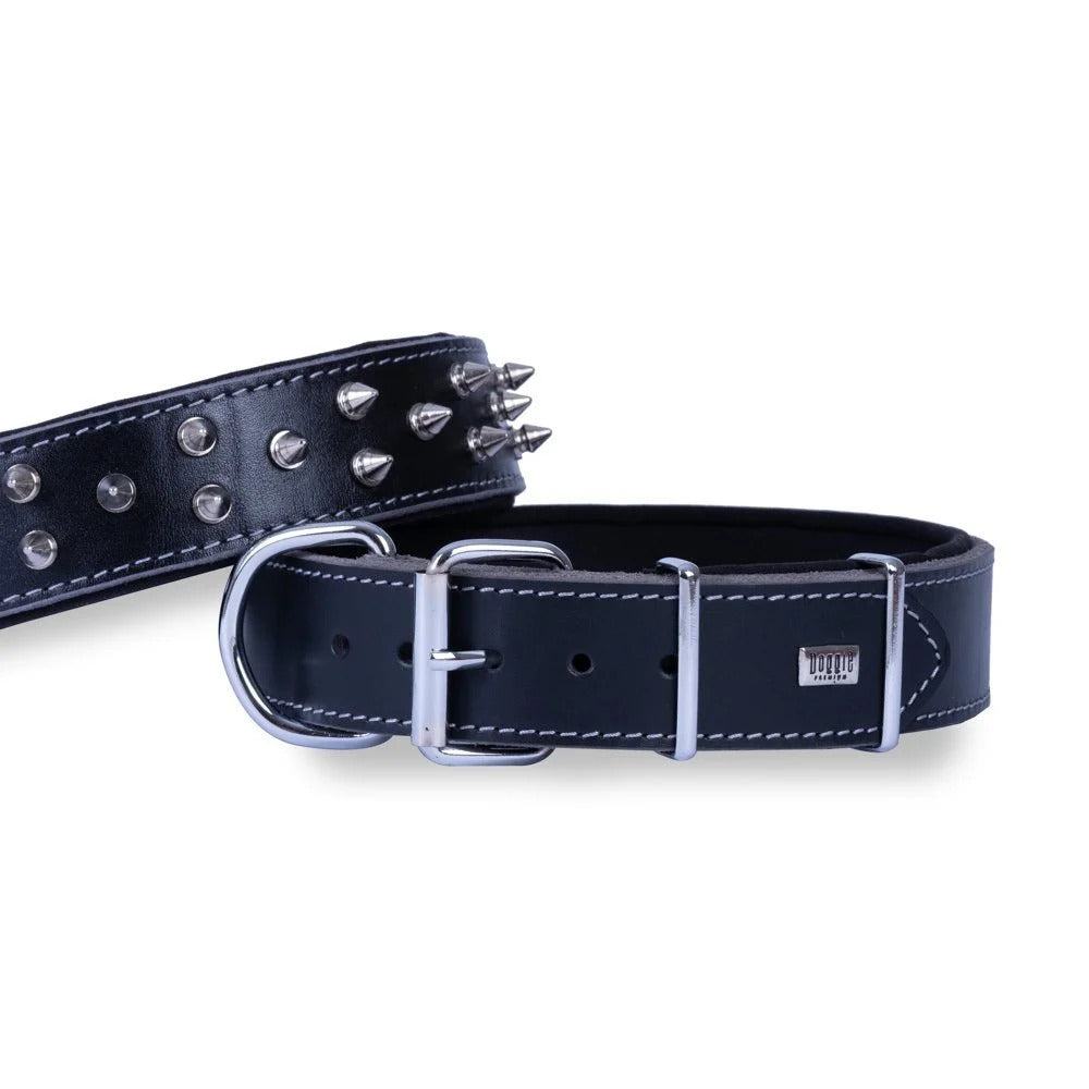 Doggie Ektsra Çivili Köpek Boyun Tasması 4x57-65 cm Siyah - BYT-4012L-SYH