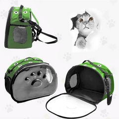 Markapet Patili Şeffaf Kedi Taşıma Sırt Çantası Yeşil 20 x 34 x 42 cm - KNY-PTLSFF-YSL