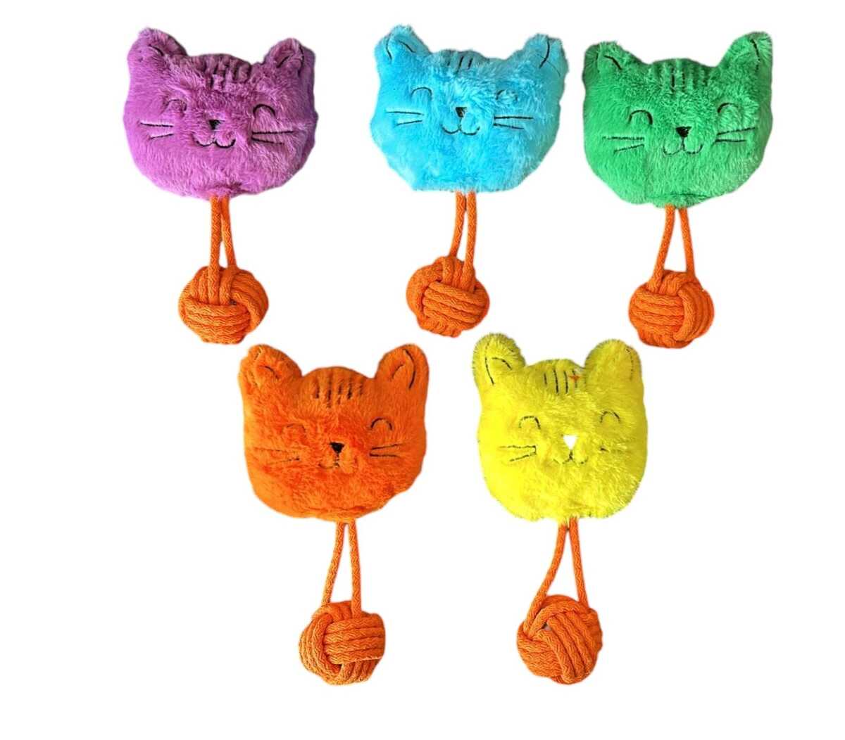 Sesli Peluş İpli Mutlu Kedi Köpek Oyuncağı 26 cm Çeşitli Renklerde - 293806