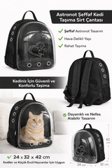 KP Kalpli Patili Astronot Şeffaf Taşıma Sırt Çantası Siyah 24x32x42 cm - KP-ASTRNTKLP-SYH