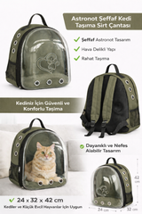 KP Kalpli Patili Astronot Şeffaf Taşıma Sırt Çantası Haki 24x32x42 cm - KP-ASTRNTKLP-HK