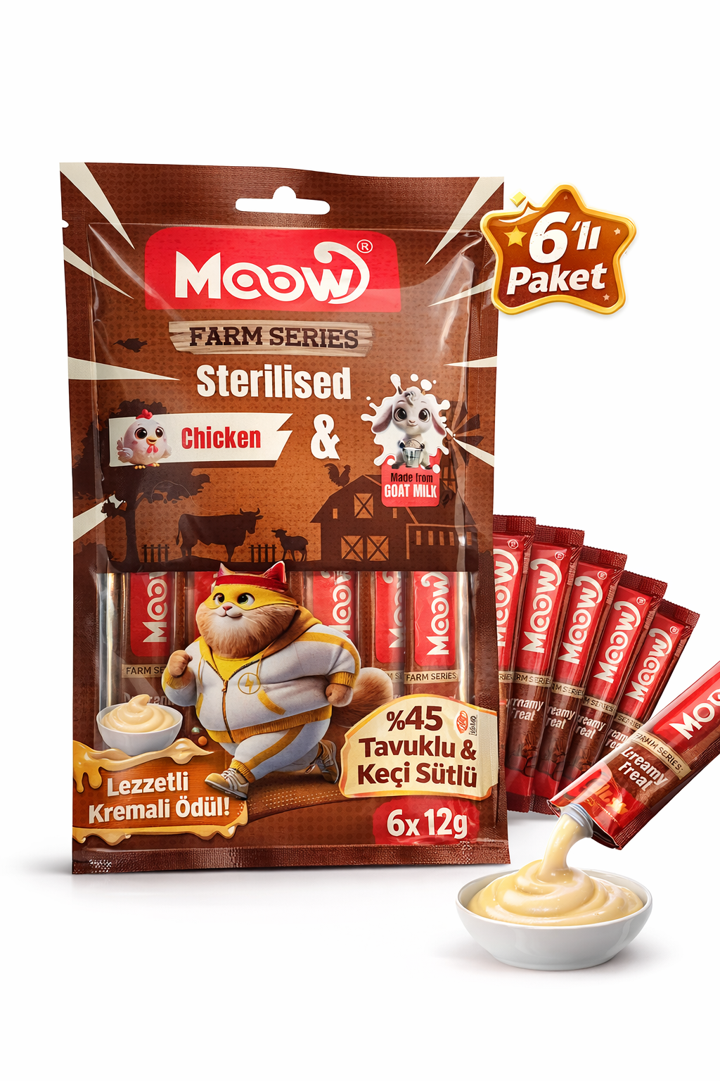 Tavuklu Keçi Sütlü 12gr x 6 Adet Sterilised Kedi Krema Ödülü - 13441