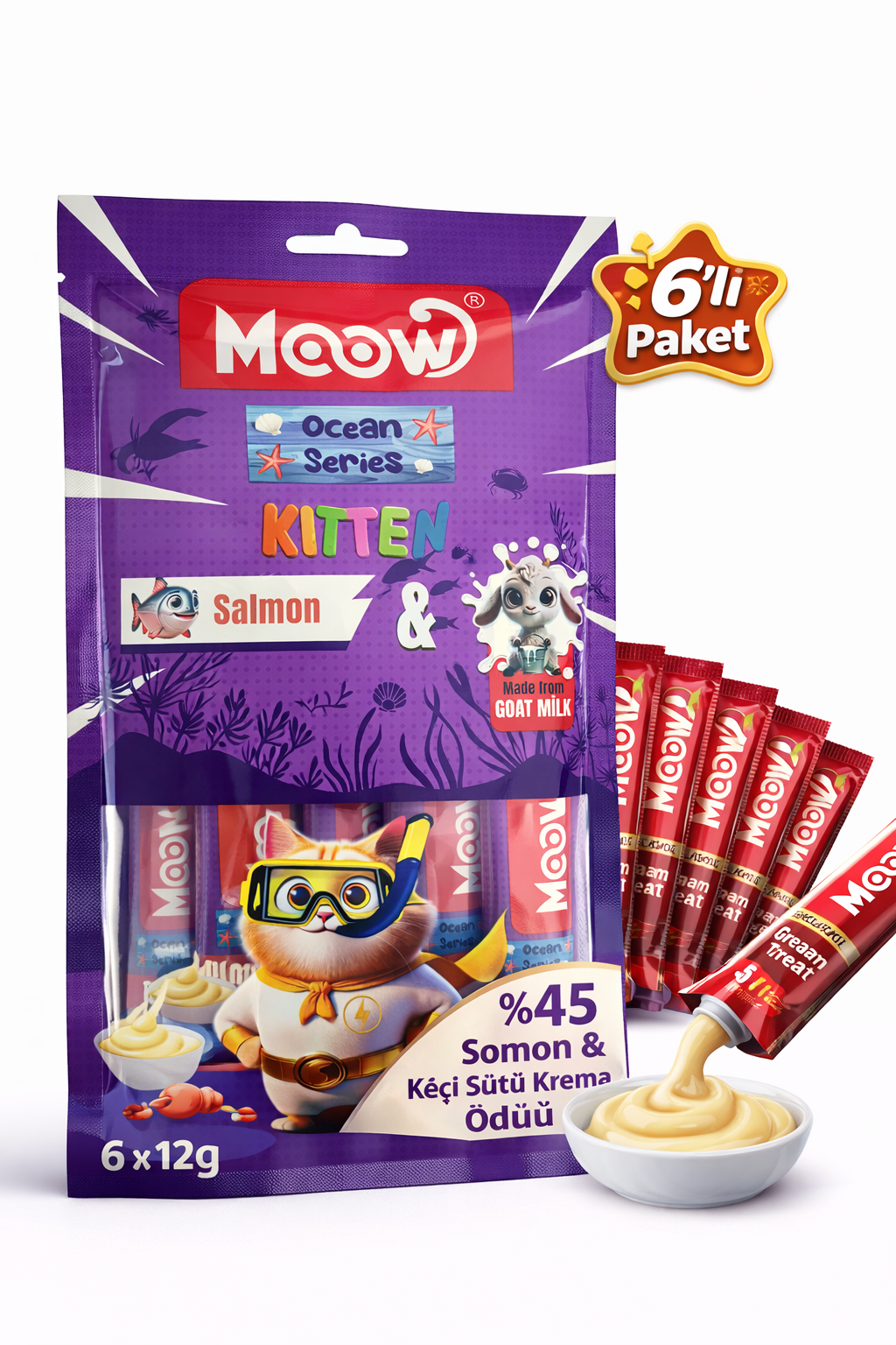 Moow Somonlu Keçi Sütlü Yavru Kedi Krema Ödülü 6x12g - 13441-4