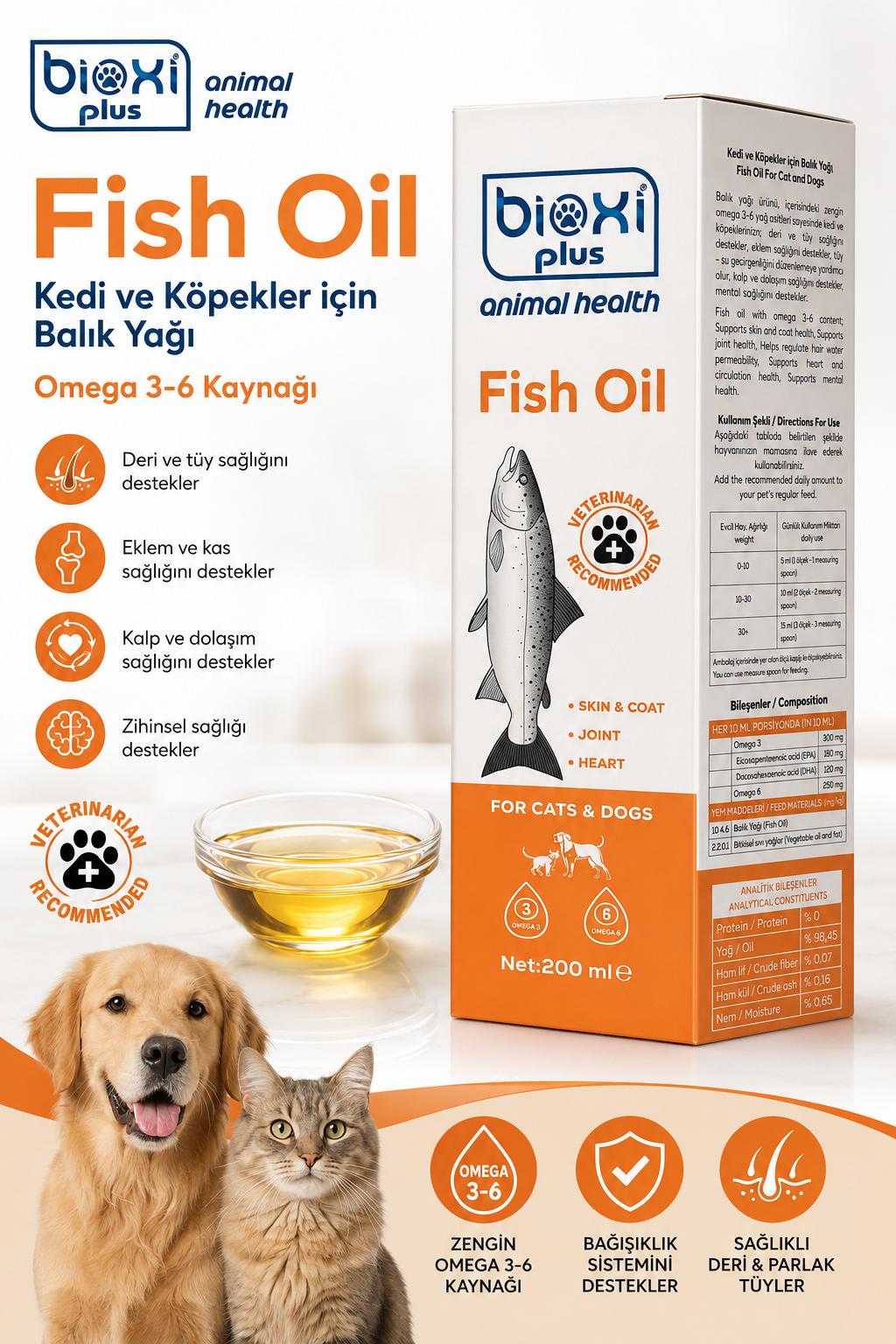 Bioxi Plus Fish Oil Kedi Köpek Balık Yağı 200 ml - 13573