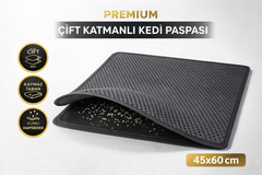 Kedi Elekli Tuvalet Önü Kum Tutucu Paspas  45 cm - 60 cm Gri - KP-PSPS-GR