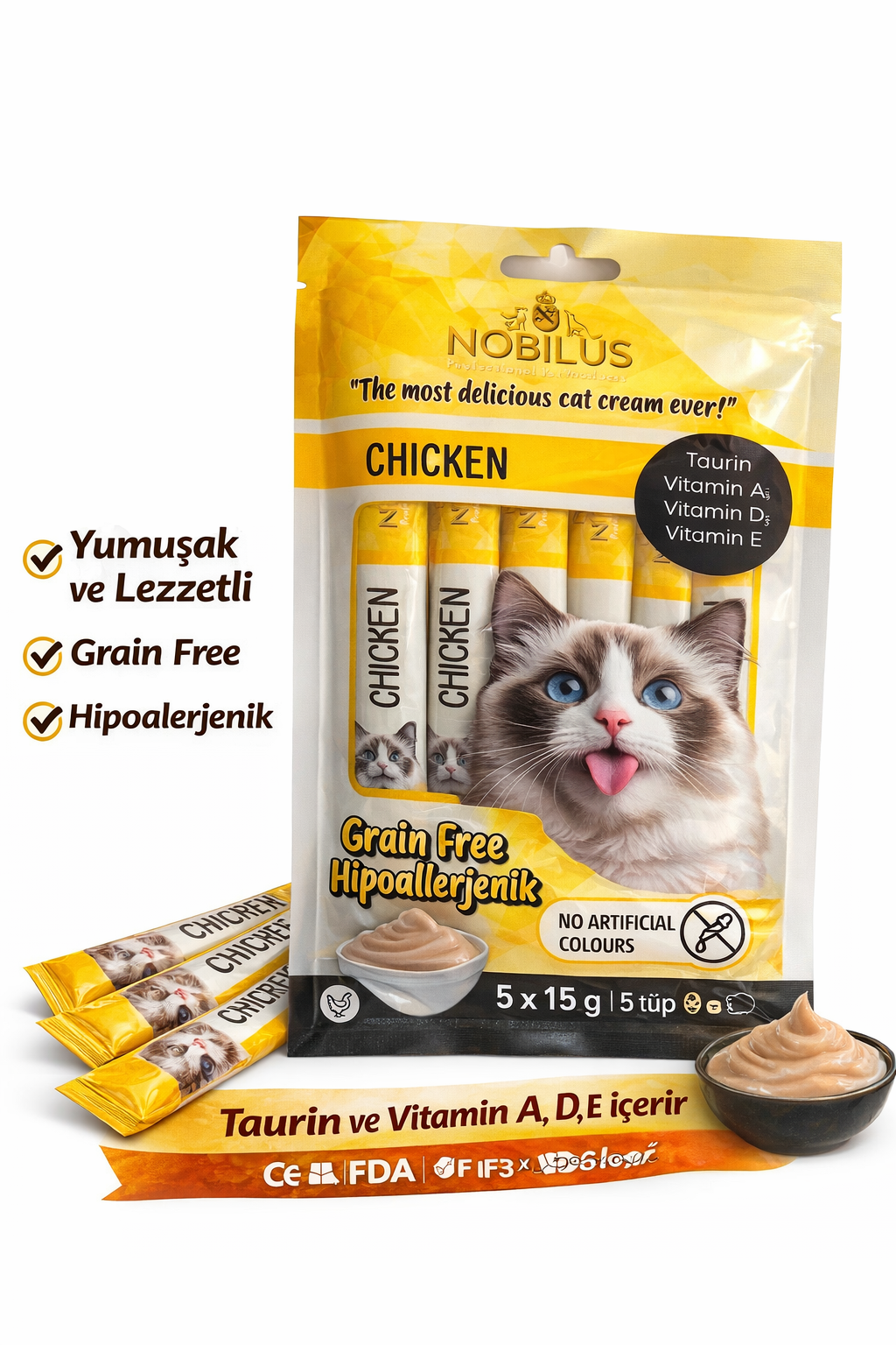 Nobilus Tavuklu Kedi Krema Ödül Maması 5 x 15 gr - 13460