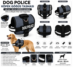 Dog Police Ayarlanabilir Köpek Göğüs Tasması Füme Gri - Siyah (60-85 cm) - KP-DGPLC-M-FMGR
