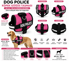 Dog Police Ayarlanabilir Köpek Göğüs Tasması Pembe - Siyah (60-85 cm) - KP-DGPLC-M-PMB