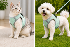 Nefes Alan Kumaş Air Mesh Kedi Köpek Göğüs Tasması Medium 44x48 cm Gri - KP-TMX-M-GR