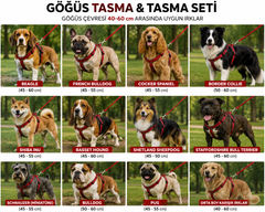 Gezdirme Kayışlı Dokuma Köpek Göğüs Tasma Seti 40*60-110 cm Kırmızı - KNY-TSMST-MDMKRMZ