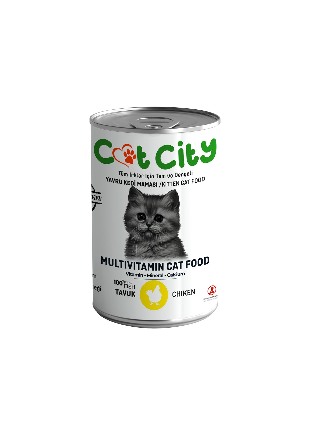 Az Tahıllı Tavuk Etli Yavru Kedi Konserve Yaş Mama 400 gr ( 10 Adet ) - MS-YVRKD-TVK10