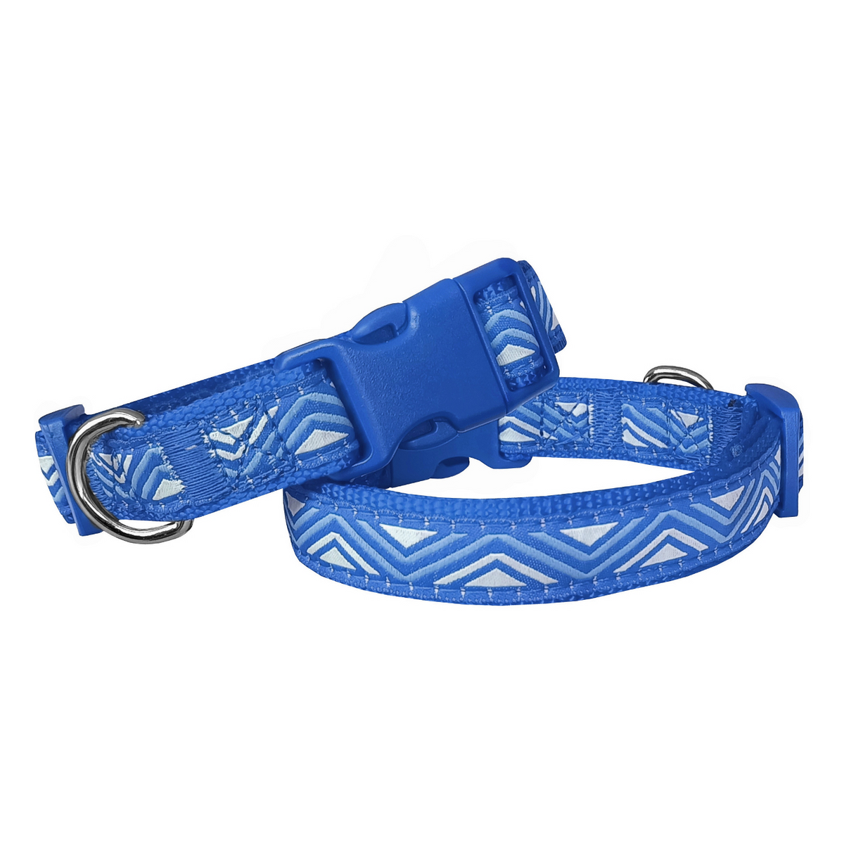 Doggie Dalga Desenli Dokuma Köpek Boyun Tasması 3 cm x 40-60 cm Mavi - EABT-30M-MV