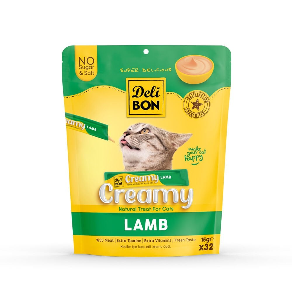 Delibon Krema Kedi Ödül Maması 15g 32 Adet Kuzu Etli - CREAMY32X15LAMB