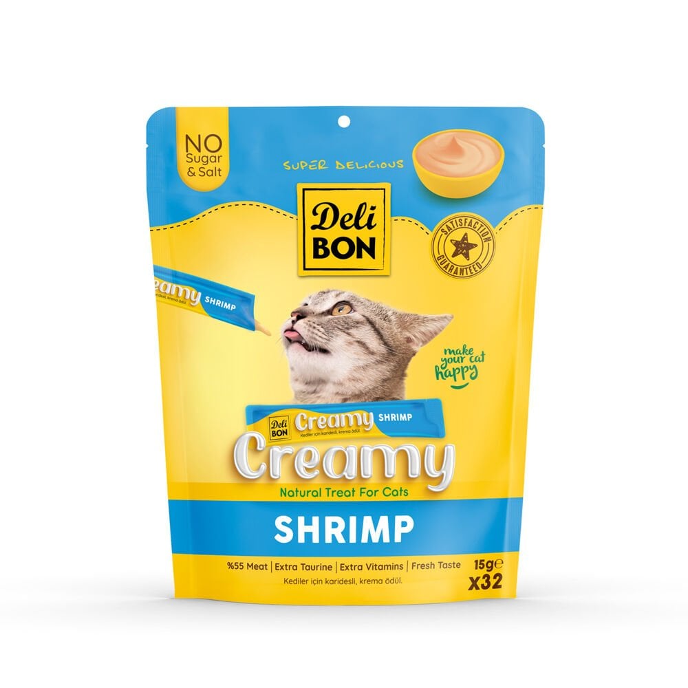 Delibon Krema Kedi Ödül Maması 15g 32 Adet Karidesli - CREAMY32X15SHRIMP