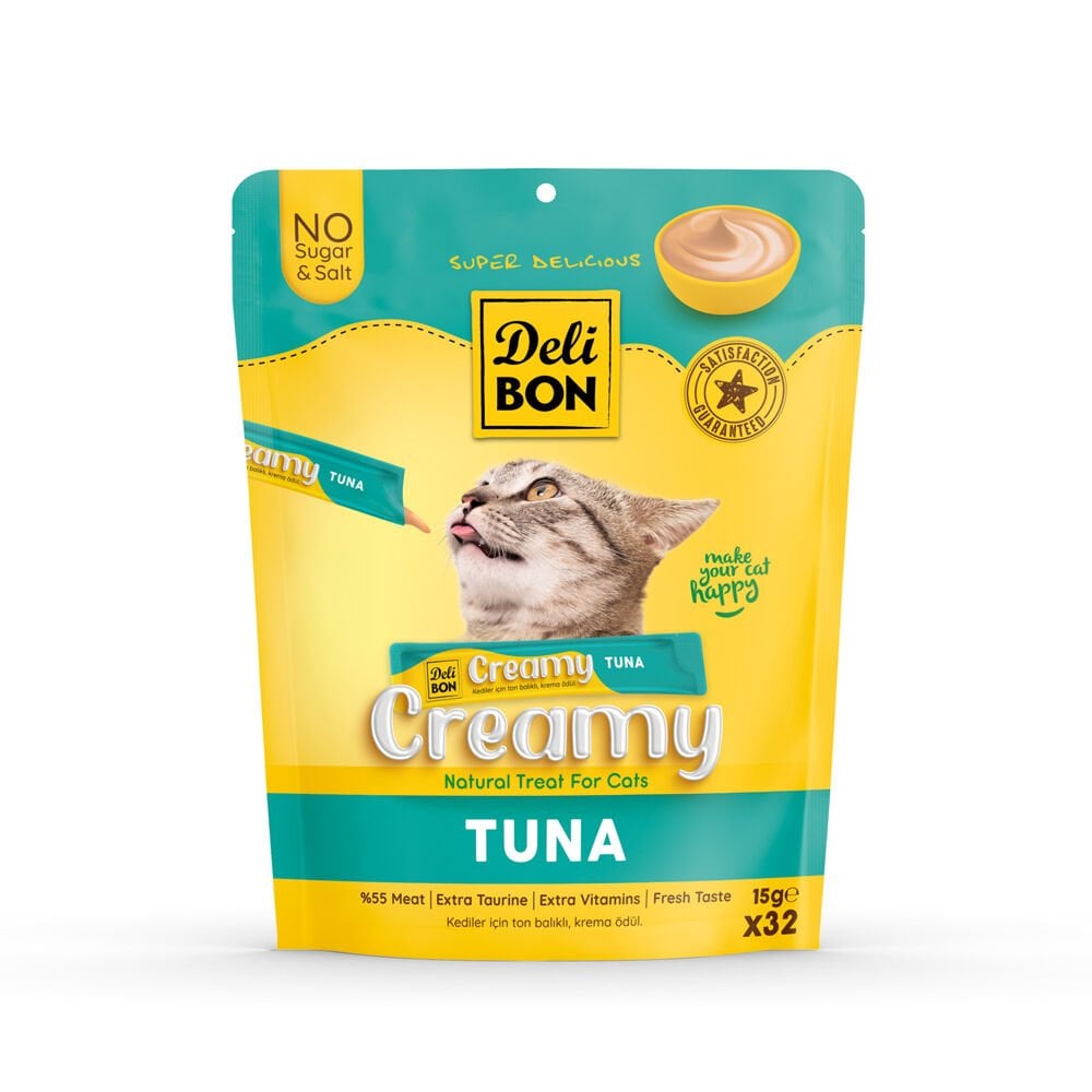 Delibon Krema Kedi Ödül Maması 15g 32 Adet Ton Balıklı - CREAMY32X15TUNA