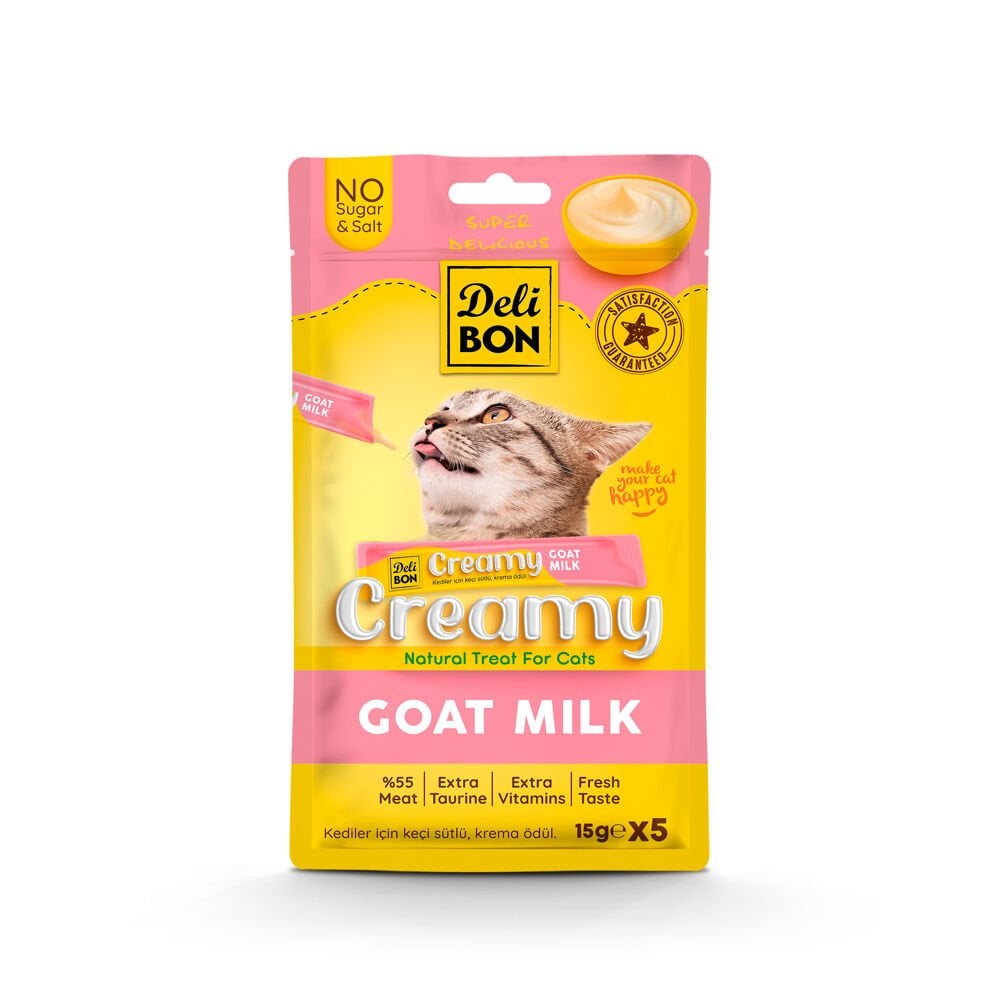 Delibon Krema Kedi Ödül Maması 15g 5 Adet Keçi Sütlü - CREAMY5X15GOATMILK