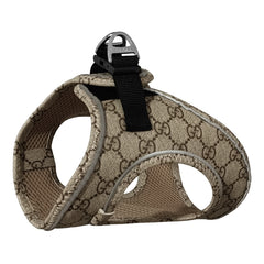 Üç Kilitli Deri Kedi Köpek Göğüs Tasması 32-40 cm Medium Bej - SF-DR-MBJ