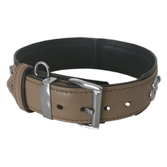 Markapet Deri Doğal Taşlı Köpek Boyun Tasması 28-33 cm X-Small Taba - MRKPT-DRDT-XST