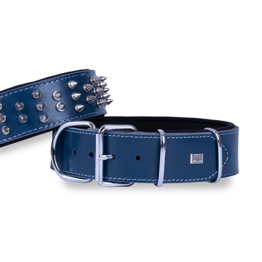 Doggie Ektsra Çivili Köpek Boyun Tasması 5x55-65 cm Mavi - BYT-5012M-MV