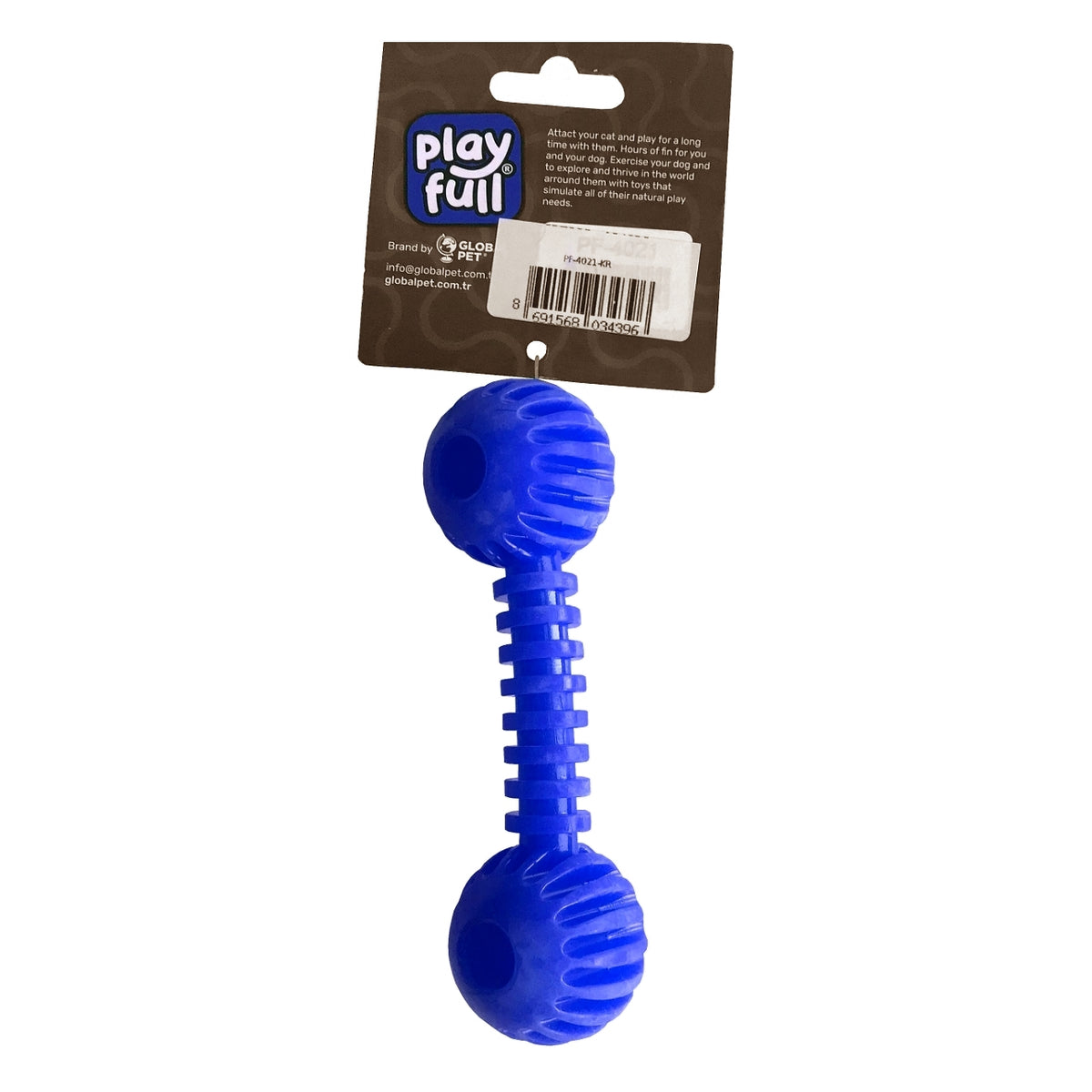 Playfull Sağlam Plastik Dental Dumbel Köpek Oyuncağı 12 x 3,5 cm Mavi - PF-4021-MV