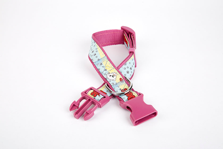 Doggie Pati Desenli Dokuma Köpek Boyun Tasması 3 cm x 36-60 cm Mor - EABT3002-MR