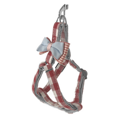 Köpek Göğüs Tasma Seti Ekose Desenli Papyonlu 1.5 cm*35-48 cm Kırmızı - SF-EKSSET-KRMZ