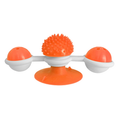 Markapet Vantuzlu Fırıldak Toplu Dönen Kedi Oyuncağı 8 cm-18 cm Turuncu - SF-FRLDK-TRNC