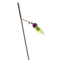 Gökkuşağı Tüylü Toplu Kedi Oltası Kedi Oyuncağı 40-55 cm Renkli - SF-KDGKKSKOLT-RNKL