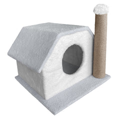 Karamel Pet Tırmalamalı Kedi Klubesi 33 x 40 x 45 cm Gri-Beyaz - KP-KLBGR