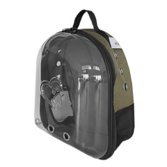 Kalpli Patili Astronot Şeffaf Taşıma Sırt Çantası Haki 24x32x42 cm - SF-ASTRNTKLP-HK