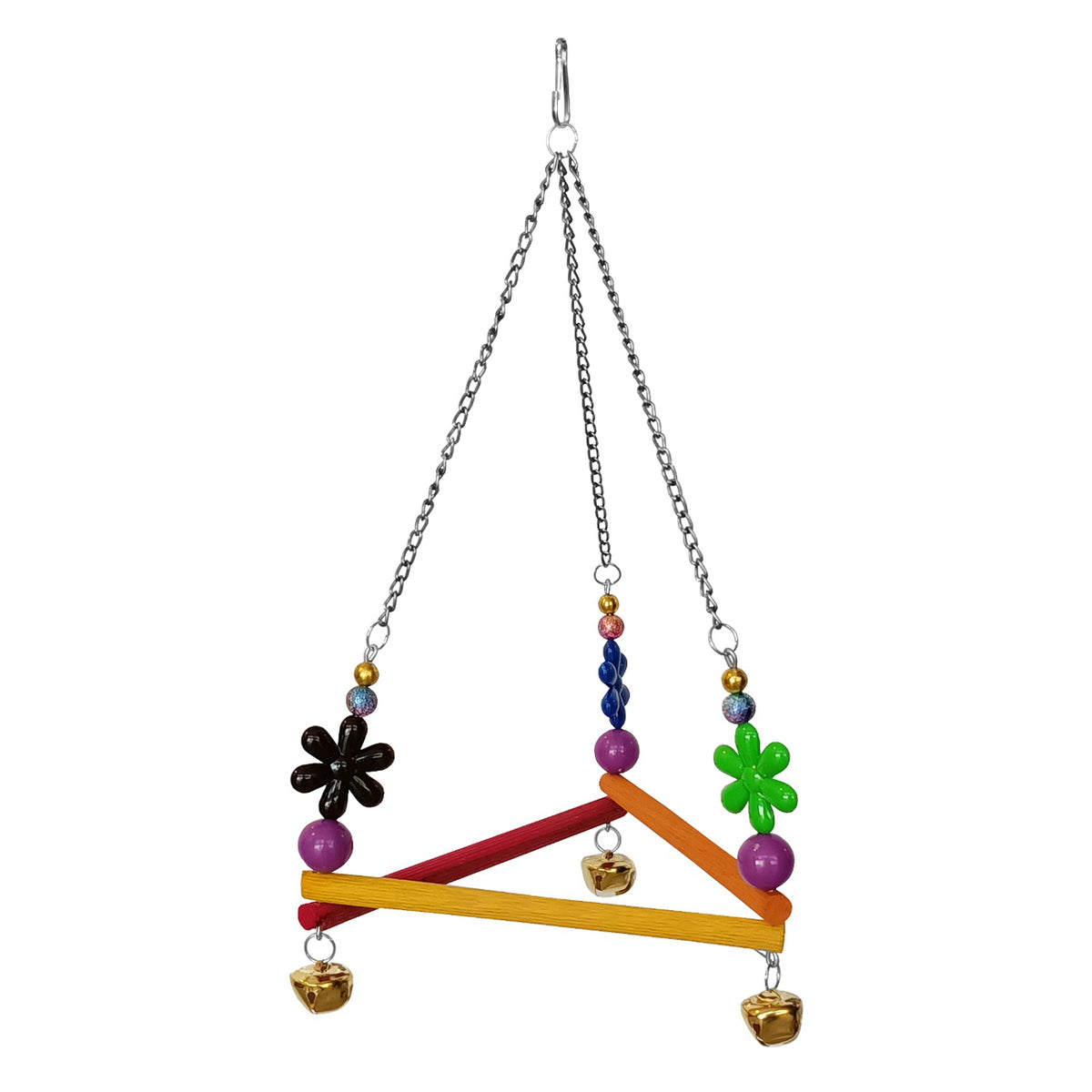 Renkli Boncuklu Ve Üçgen Zilli Papağan Salıncağı 15-24 cm - SF-PPGNSLNCK-1012