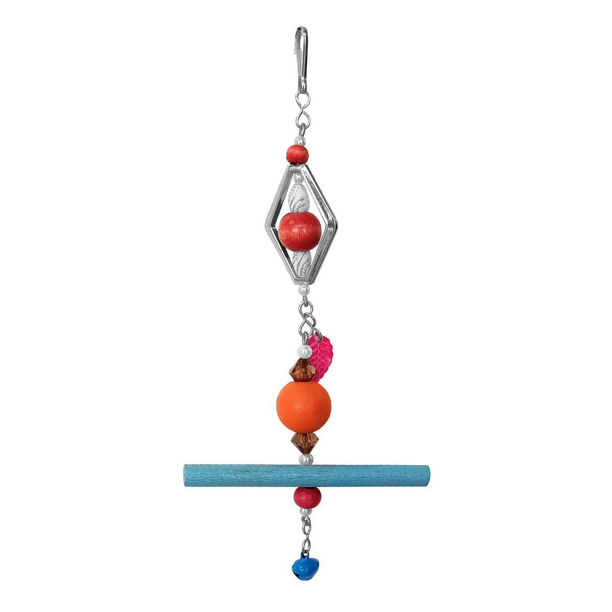 Askılı Çokgen Boncuklu Ve Tünekli Kuş Oyuncağı 10-20 cm - SF-ASKLCKGNTNK-042