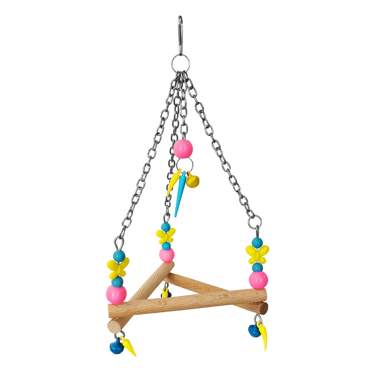 Renkli Boncuklu Ve Üçgen Zilli Kuş Salıncağı 11-16 cm - SF-KSSLNCK-00056